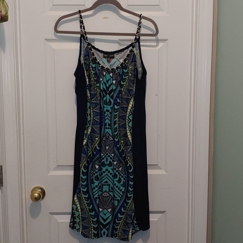 Sam and Jess navy blue printed dress Sz XL P NWT